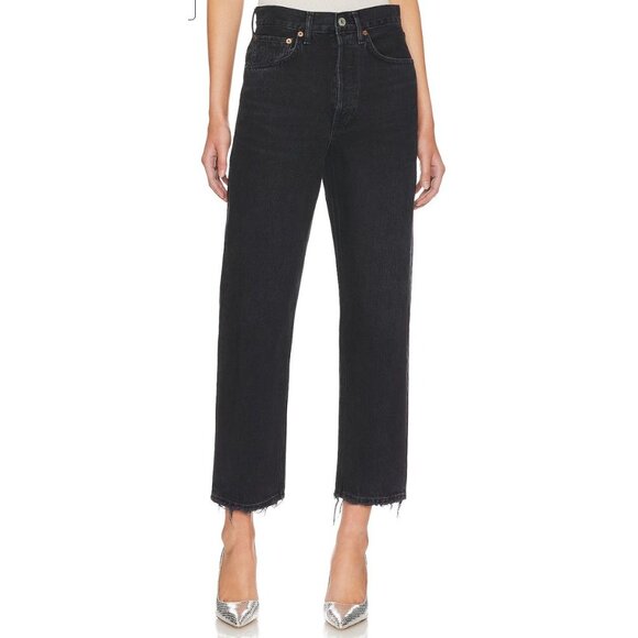 Agolde 90's Crop Straight Leg Jeans Black-sz 30 - Picture 1 of 11